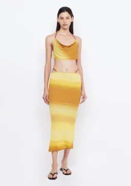 Bec & Bridge Amara Halter Top & Amara Strappy Skirt Set Golden Ombre Size XS / AU 6 for rent on The Volte - image 1