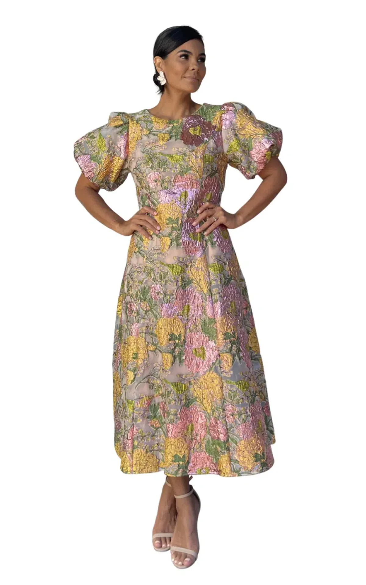 Elliatt Darlene Midi Dress Metallic Floral Size L / AU 12 - Image 9