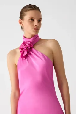 Misha Teresa Satin Gown Pink/Purple Rose Size 8/S for rent on The Volte - image 2