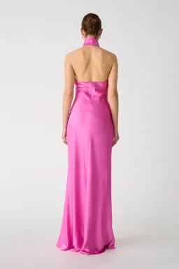 Misha Teresa Satin Gown Pink/Purple Rose Size 8/S for rent on The Volte - image 3