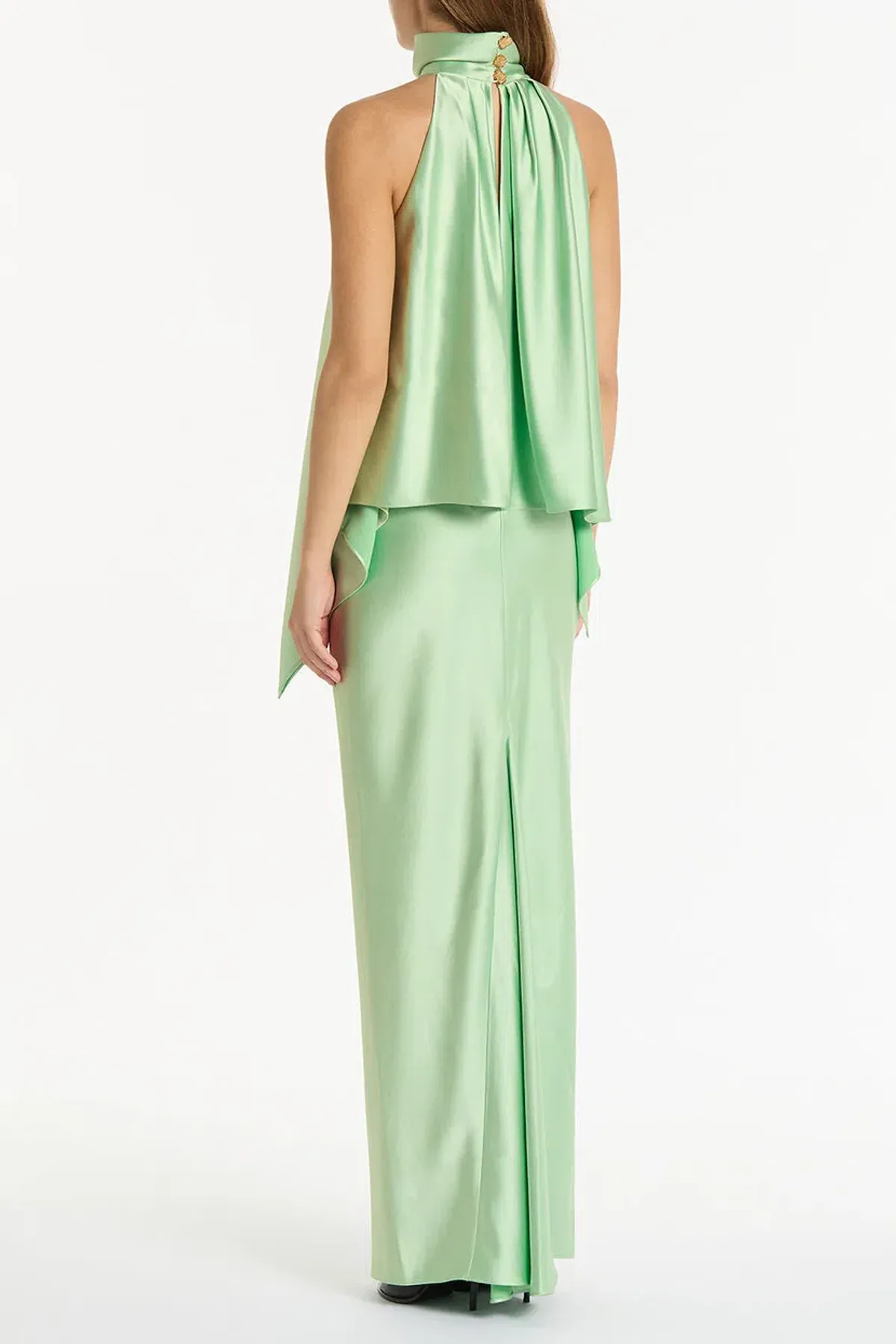 Carla Zampatti Peridot Halter Top and Satin Bias Skirt Set Green Size 6 - Image 2