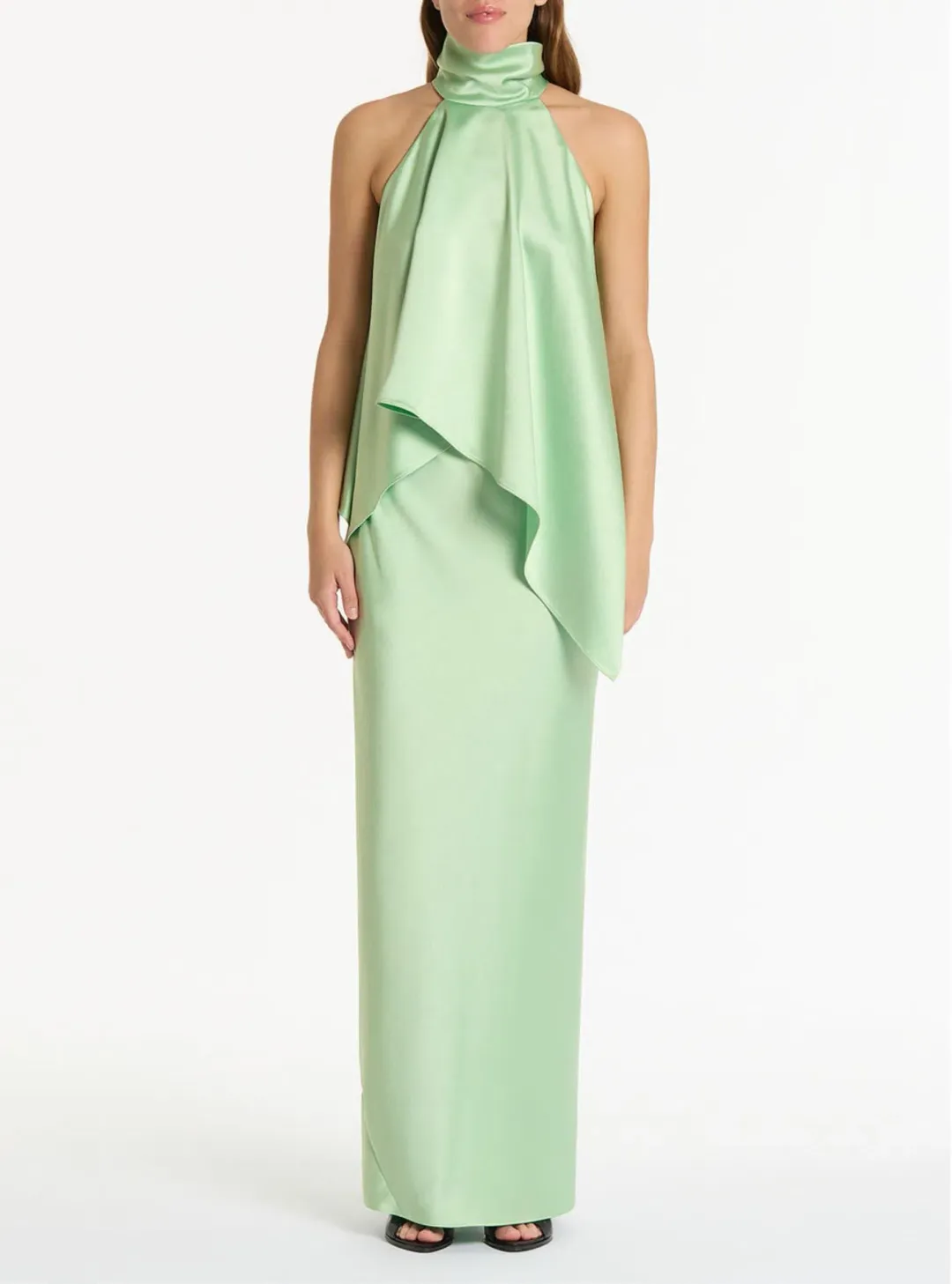 Carla Zampatti Peridot Halter Top and Satin Bias Skirt Set Green Size 6 for rent on The Volte - main image