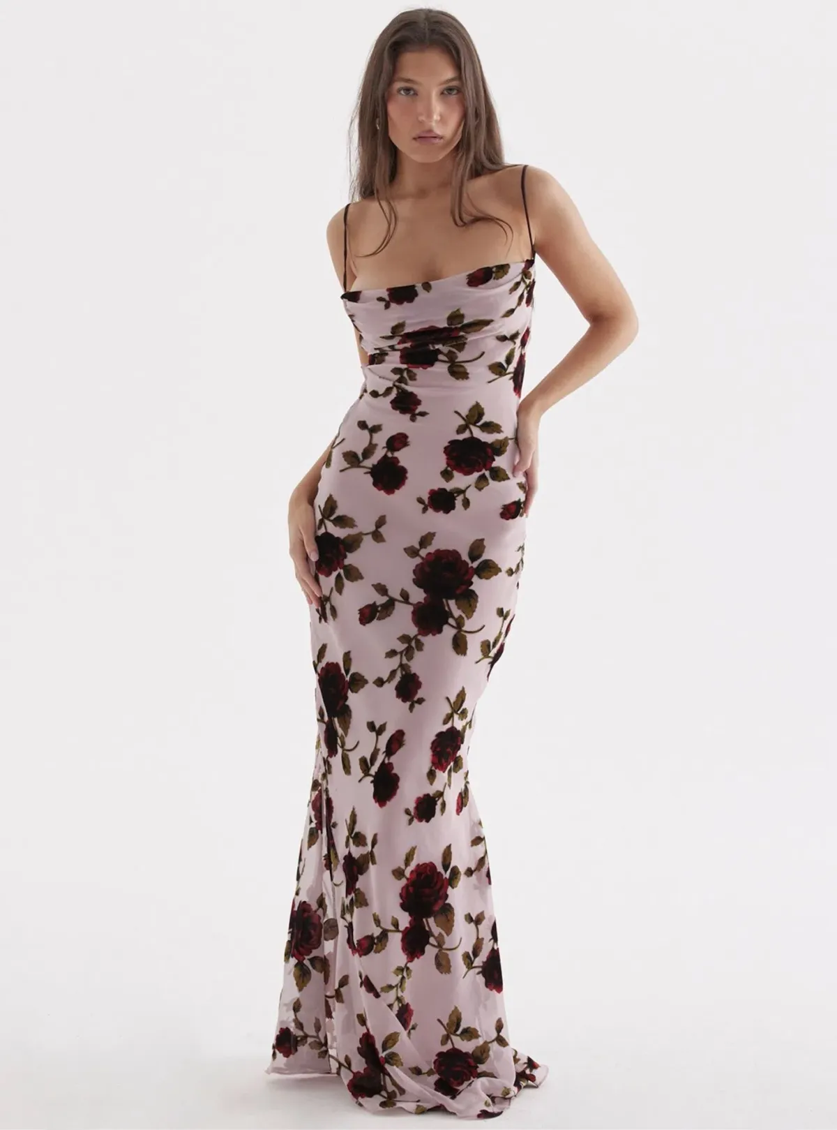 House of CB Serena Maxi Dress Pink Devore Size S / AU 8 - Image 1