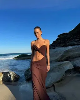Natalie Rolt Dahlia Dress Espresso Brown Size 1 / AU 8 for rent on The Volte - image 2