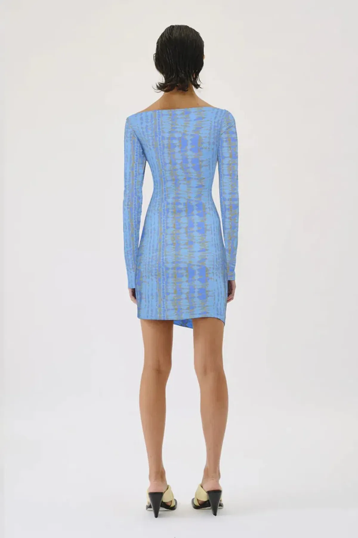 Suboo Claudia Long Sleeved Mini Dress Ice Blue Texture Size 8 - Image 3