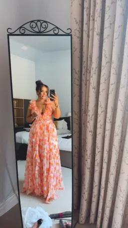 Anne Louise Boutique Clementine Maxi Dress Orange Fuchsia Floral Size 12 for rent on The Volte - image 4