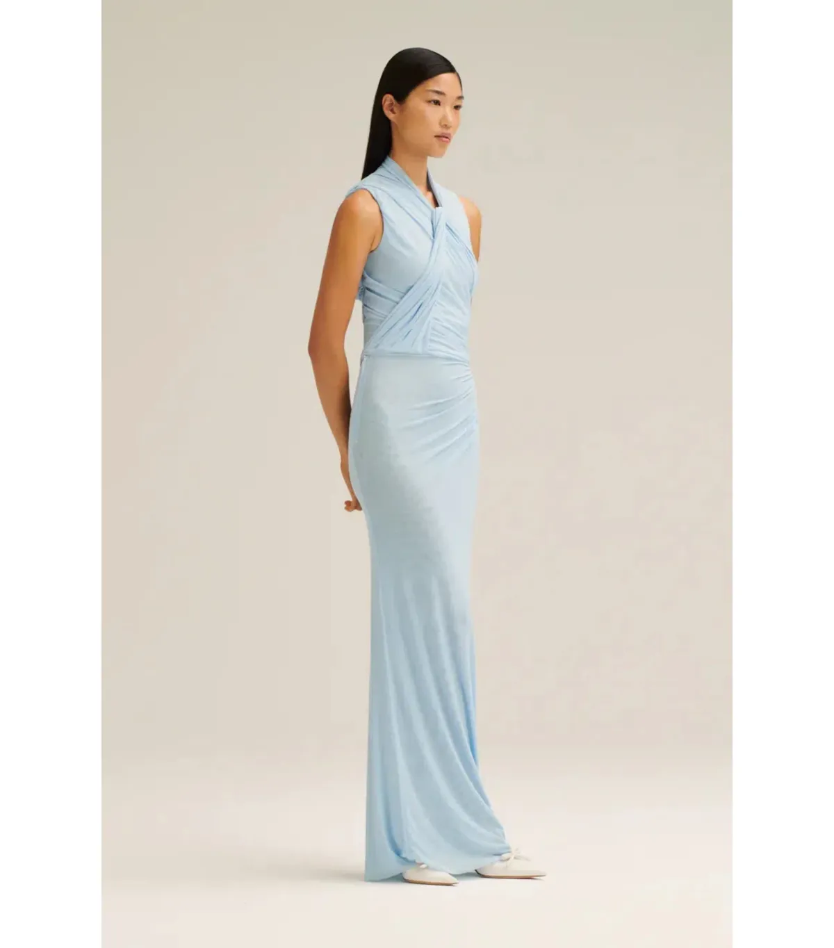Scanlan Theodore Mesh Drape Top And Skirt Pale Blue Size AU 10 - Image 2
