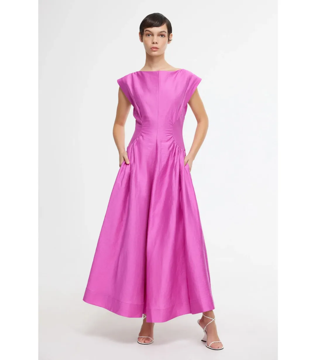 Acler Emery Midi Dress Magenta Size AU 10 for rent on The Volte - main image