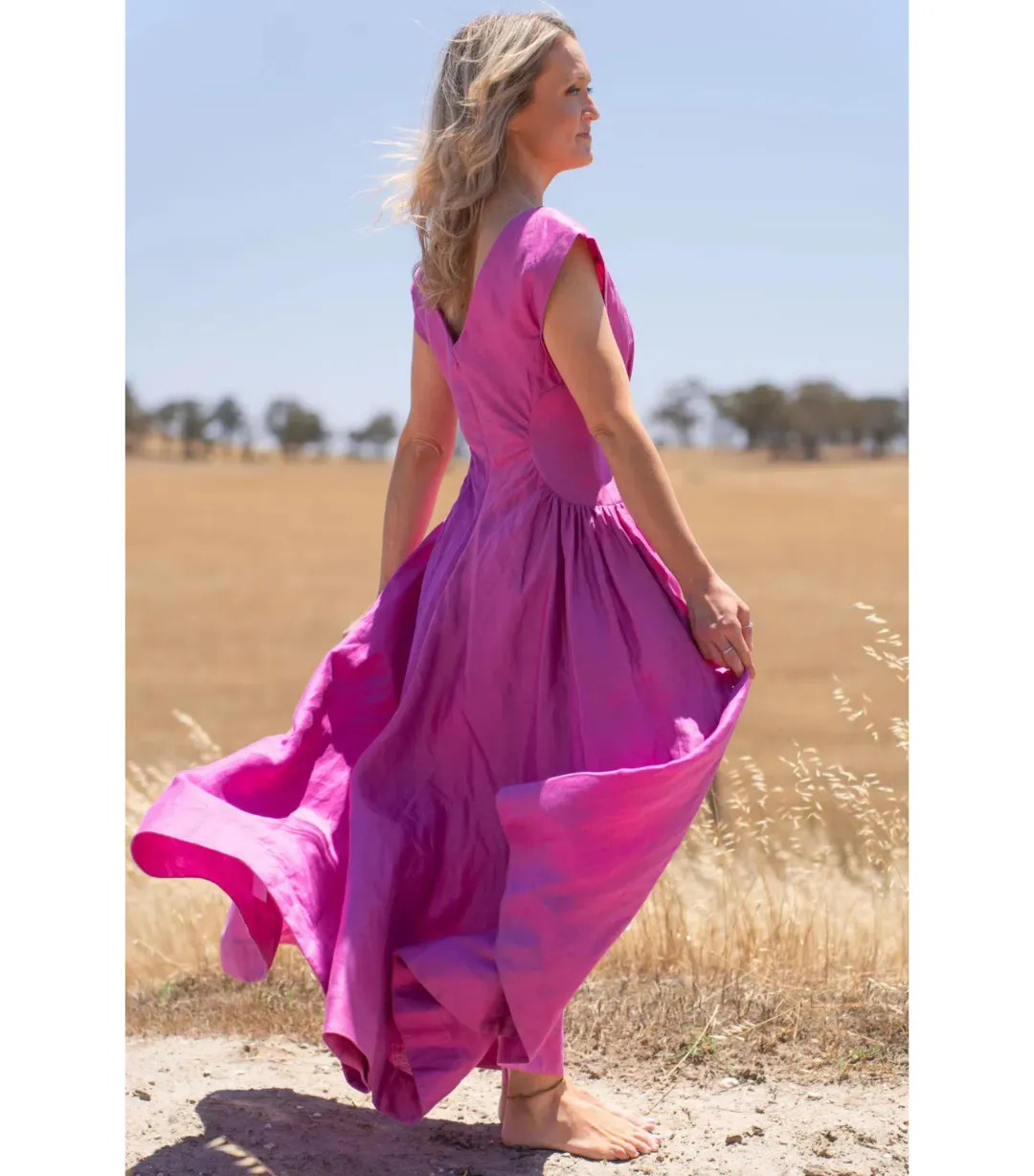 Acler Emery Midi Dress Magenta Size AU 10 for rent on The Volte - main image