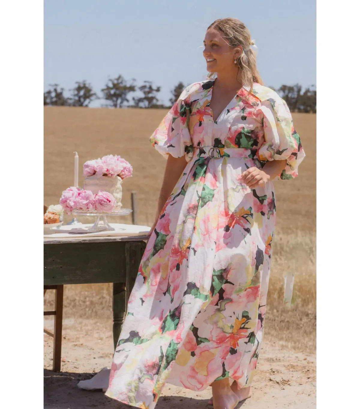 Acler Clayton Maxi Dress in Daphne Posy Size AU 14 for rent on The Volte - main image