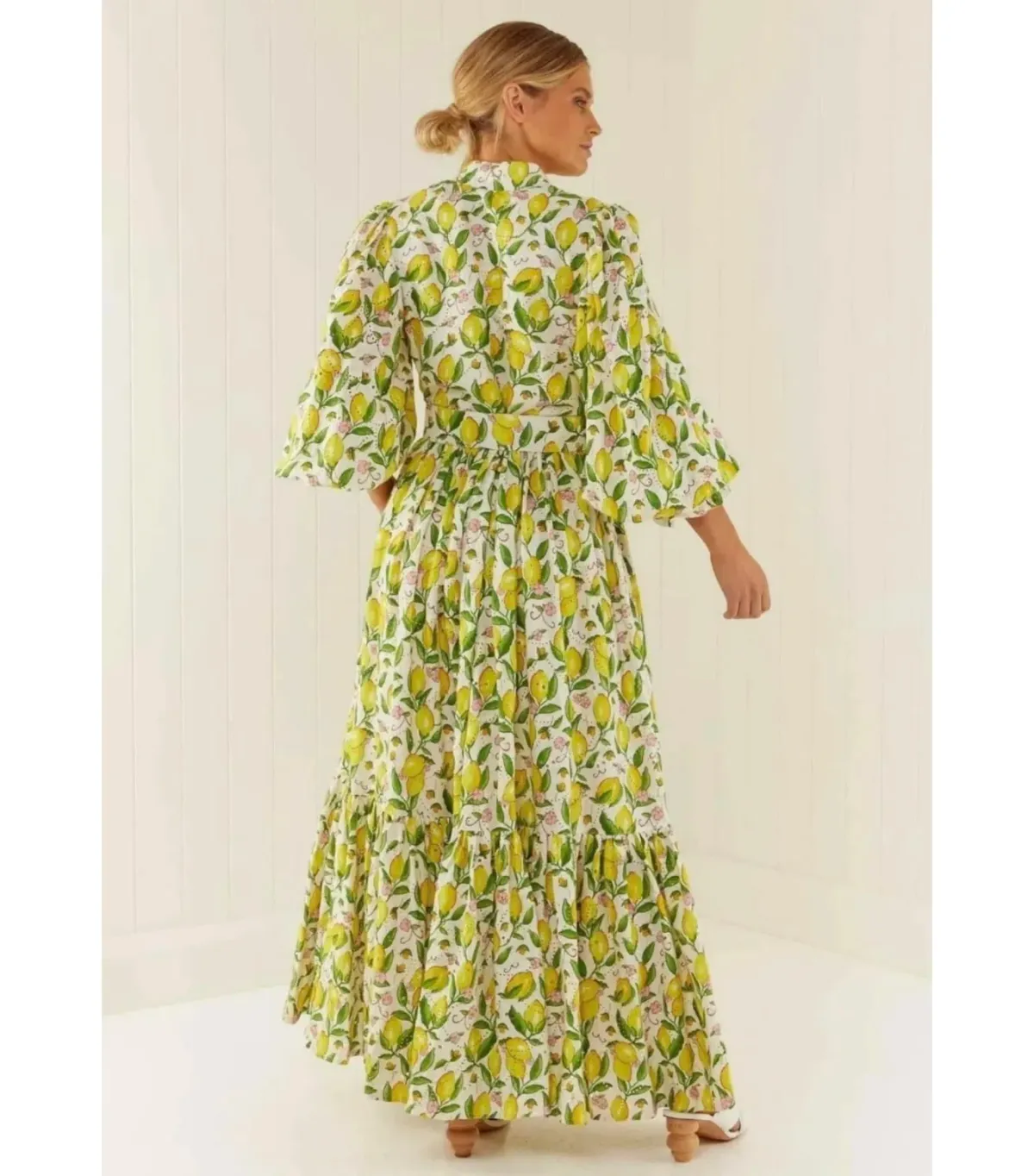 Palm Noosa Royal Flush Dress Lemon Print Size AU 12 - Image 3