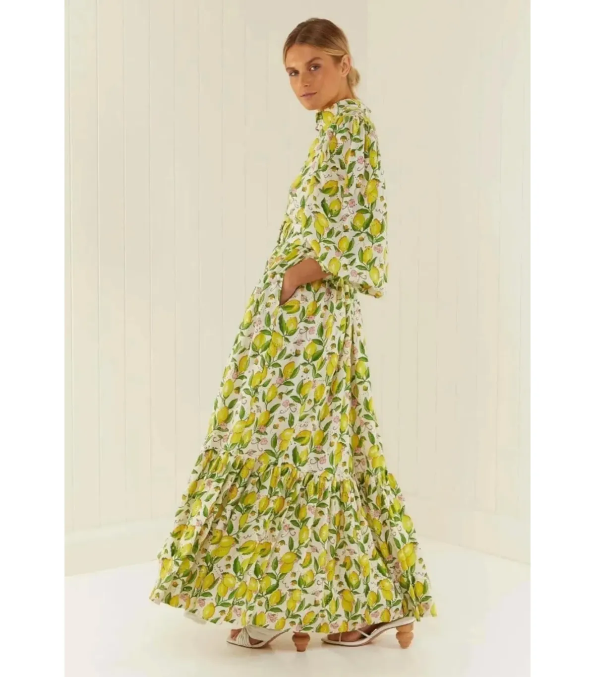 Palm Noosa Royal Flush Dress Lemon Print Size AU 12 - Image 4