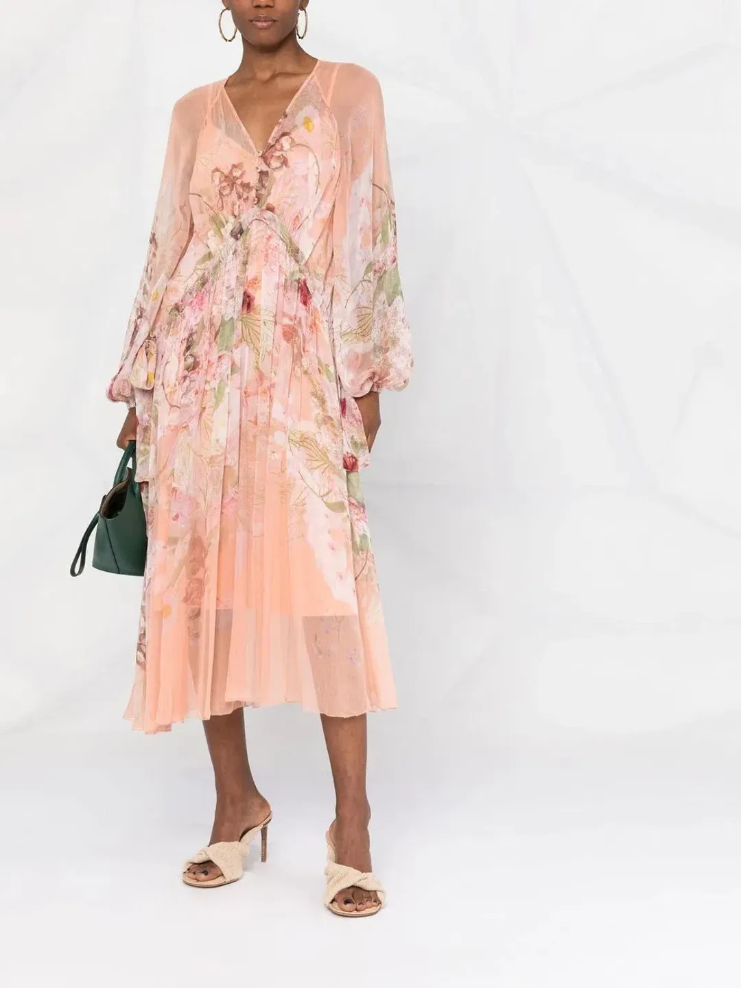 Zimmermann Dancer Drawn Midi Dress Blush Garden Floral Size 3 / AU 14 for rent on The Volte - main image
