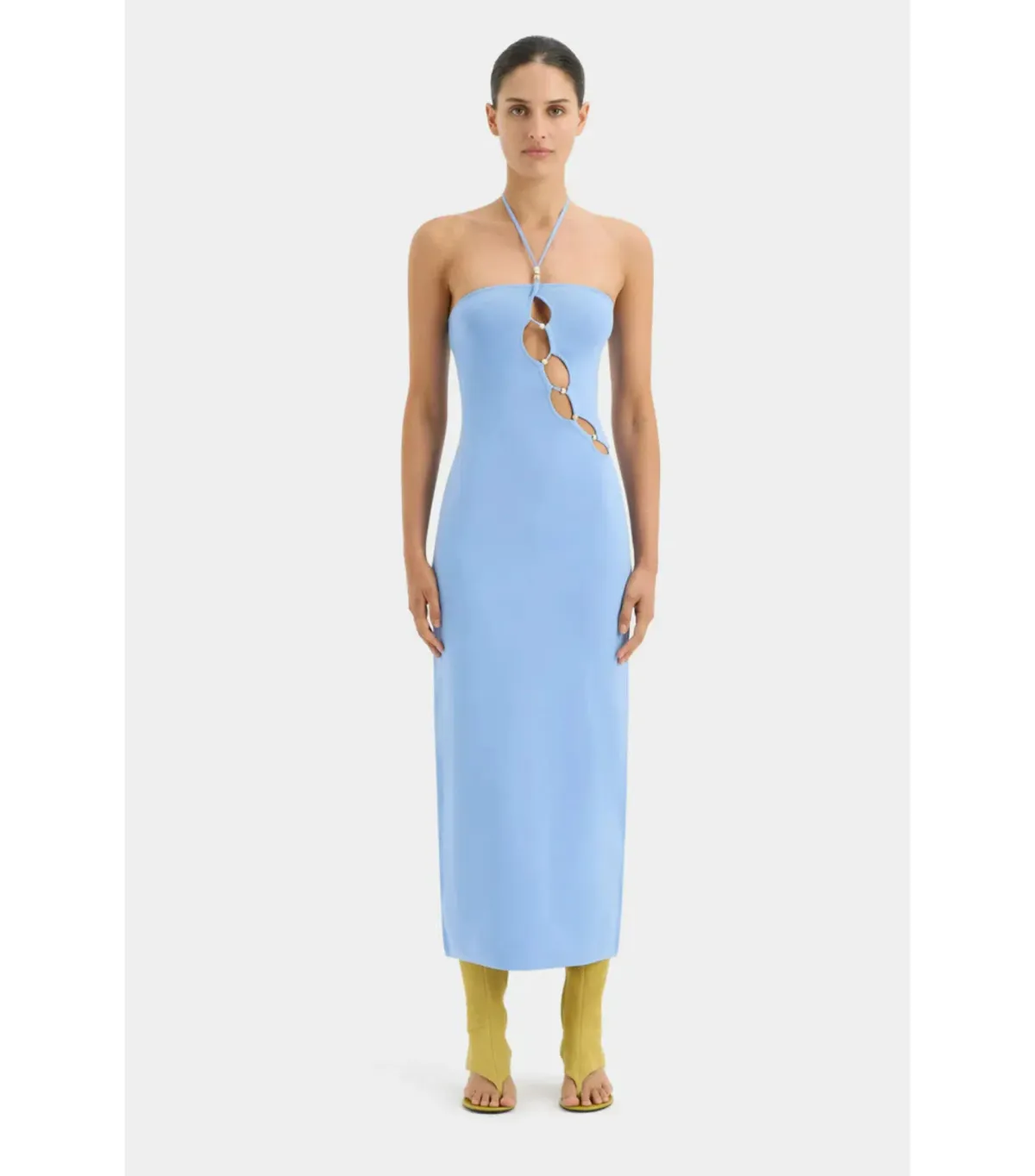Sir The Label Salvador Beaded Halter Dress Cornflower Blue Size 0 / AU 6 for rent on The Volte - main image