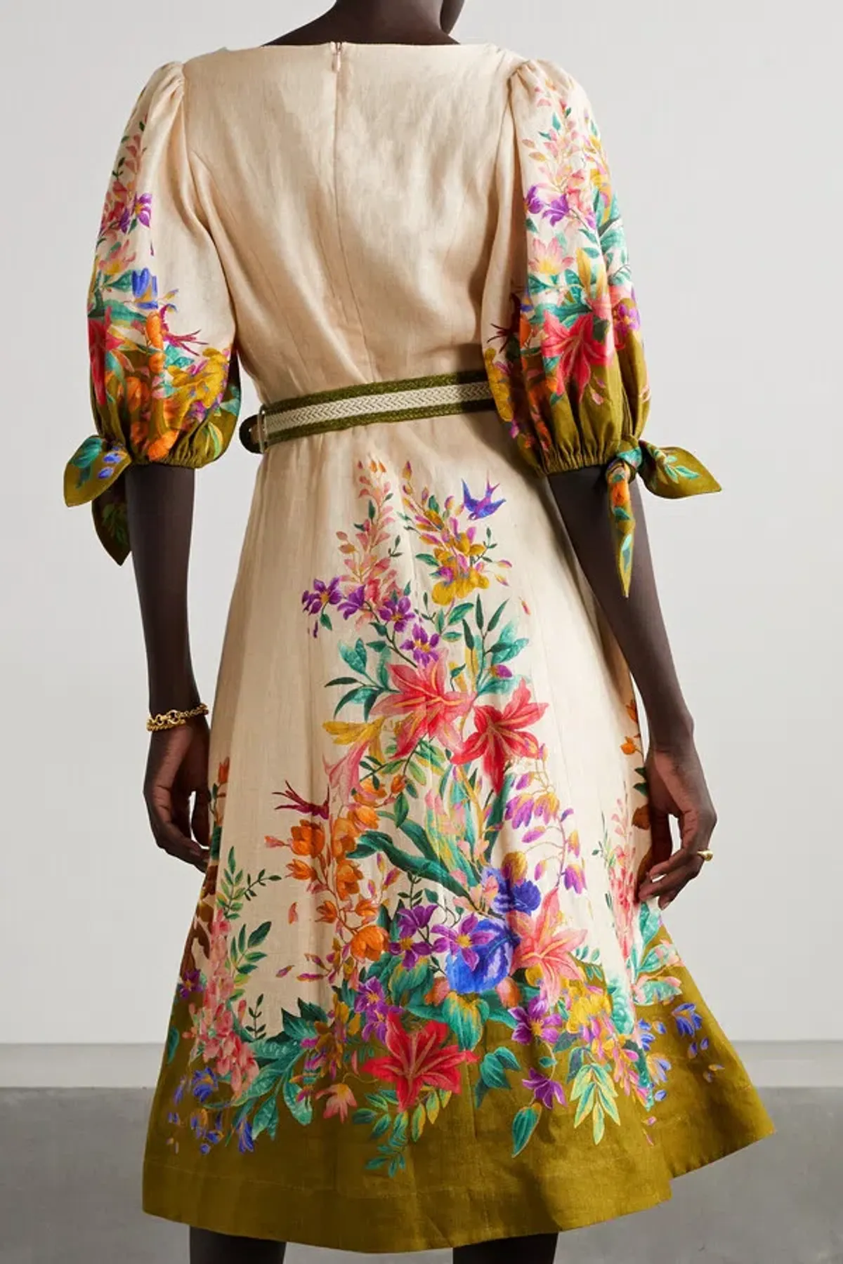 Zimmermann Tropicana Belted Linen Midi Dress in Cream Floral Print Size 3 / AU 14 - Image 3