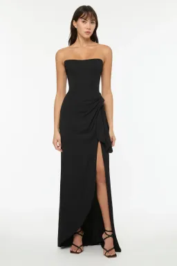 Manning Cartell Asymmetrical Games Strapless Gown Black Size 8 for rent on The Volte - image 1