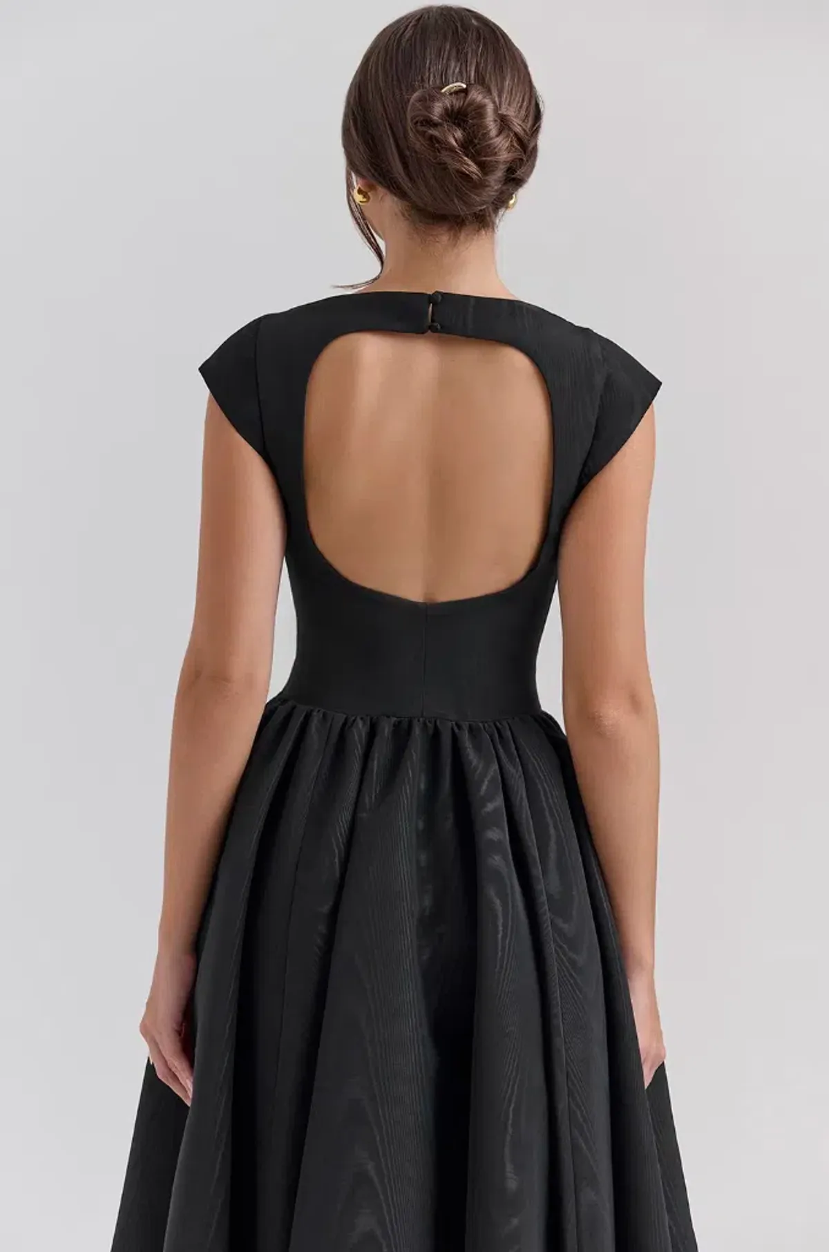 House of CB Debutante Moire Satin Backless Midi Dress Black Size S / AU 8 - Image 2