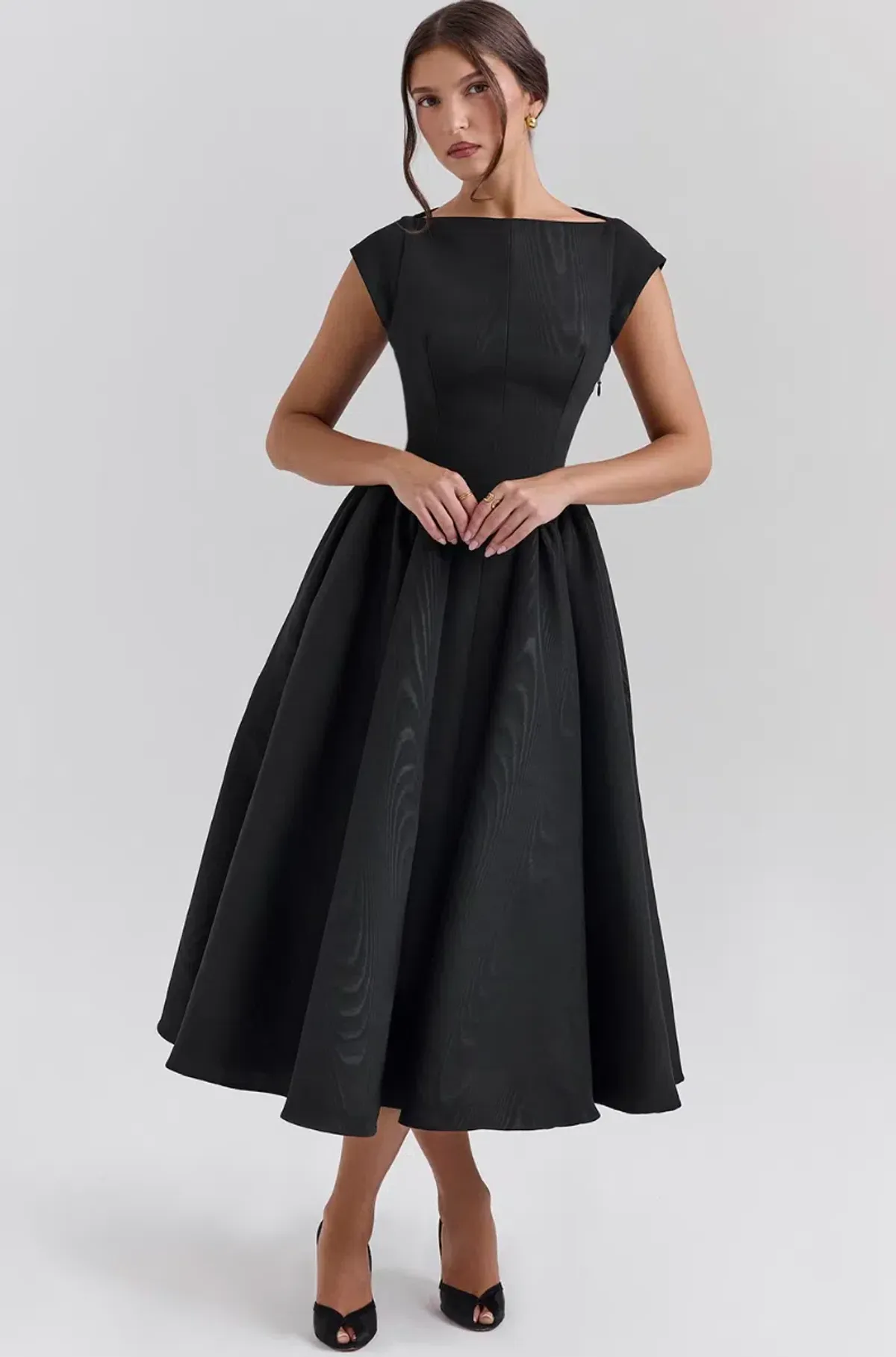 House of CB Debutante Moire Satin Backless Midi Dress Black Size S / AU 8 - Image 3