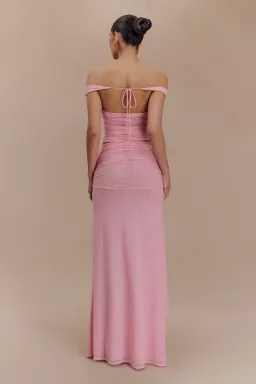 Meshki Brooklyn Mesh Crop Top and Arna Mesh Maxi Skirt Set Candy Pink Size 8 for rent on The Volte - image 2