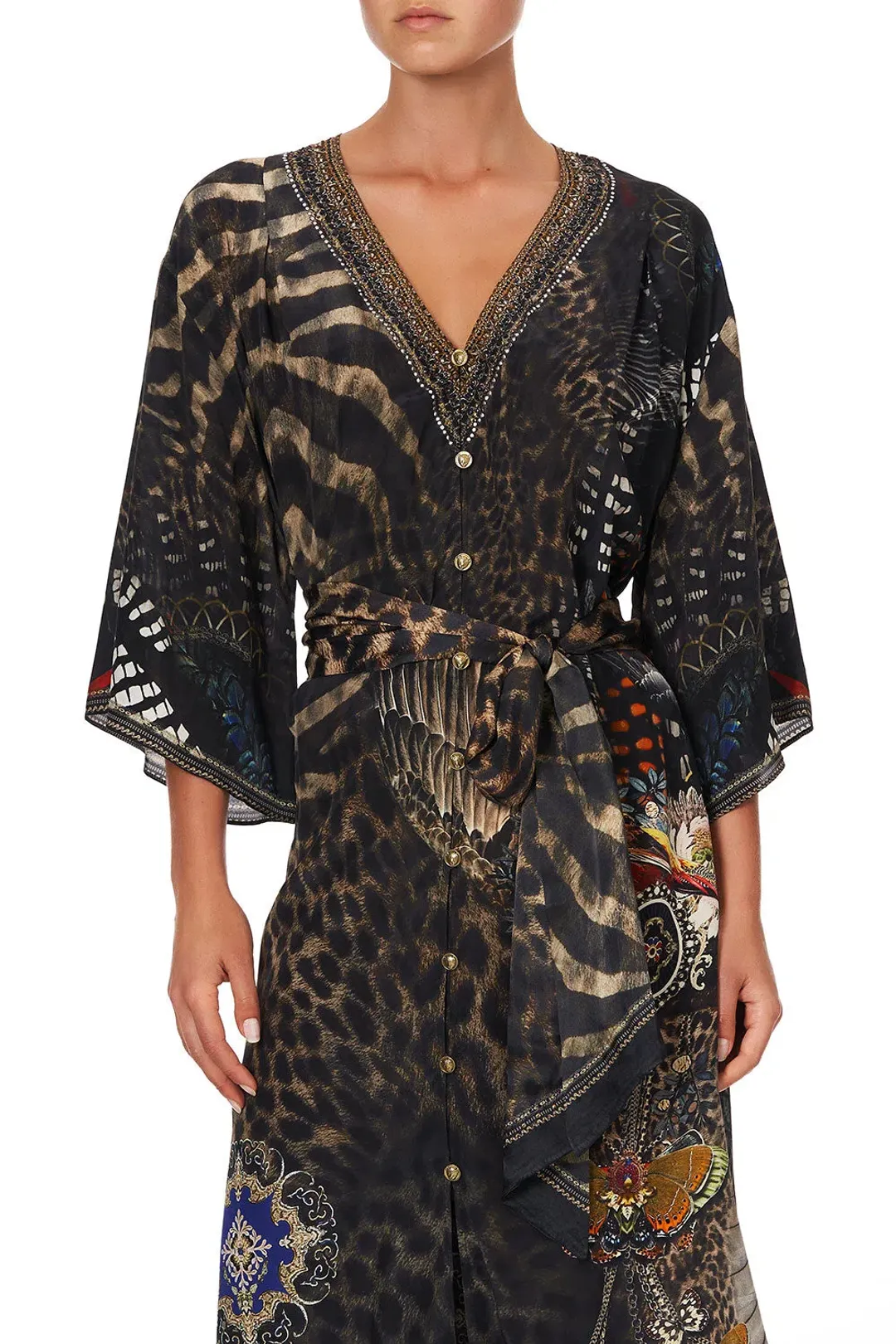 Camilla Treasure Chaser Loose Button Through Silk Dress Print Size 16 for rent on The Volte - main image