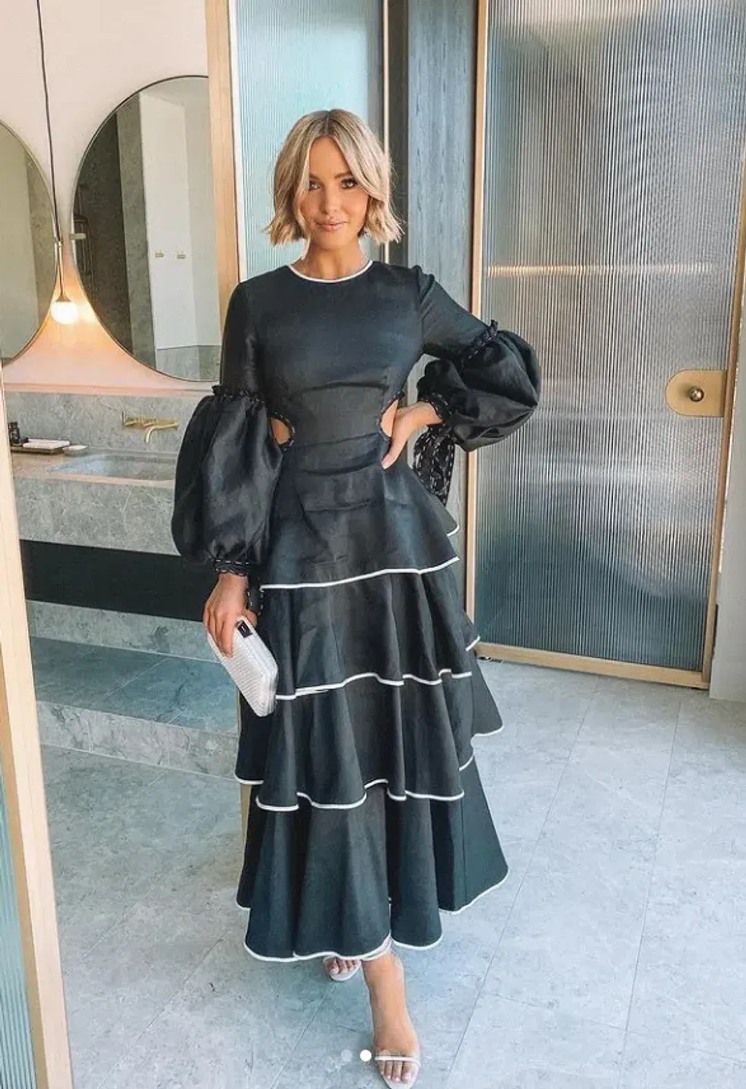 Aje Gracious Cutout Midi Dress Black for rent on The Volte - main image