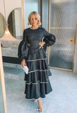 Aje Gracious Cutout Midi Dress Black for rent on The Volte - image 4