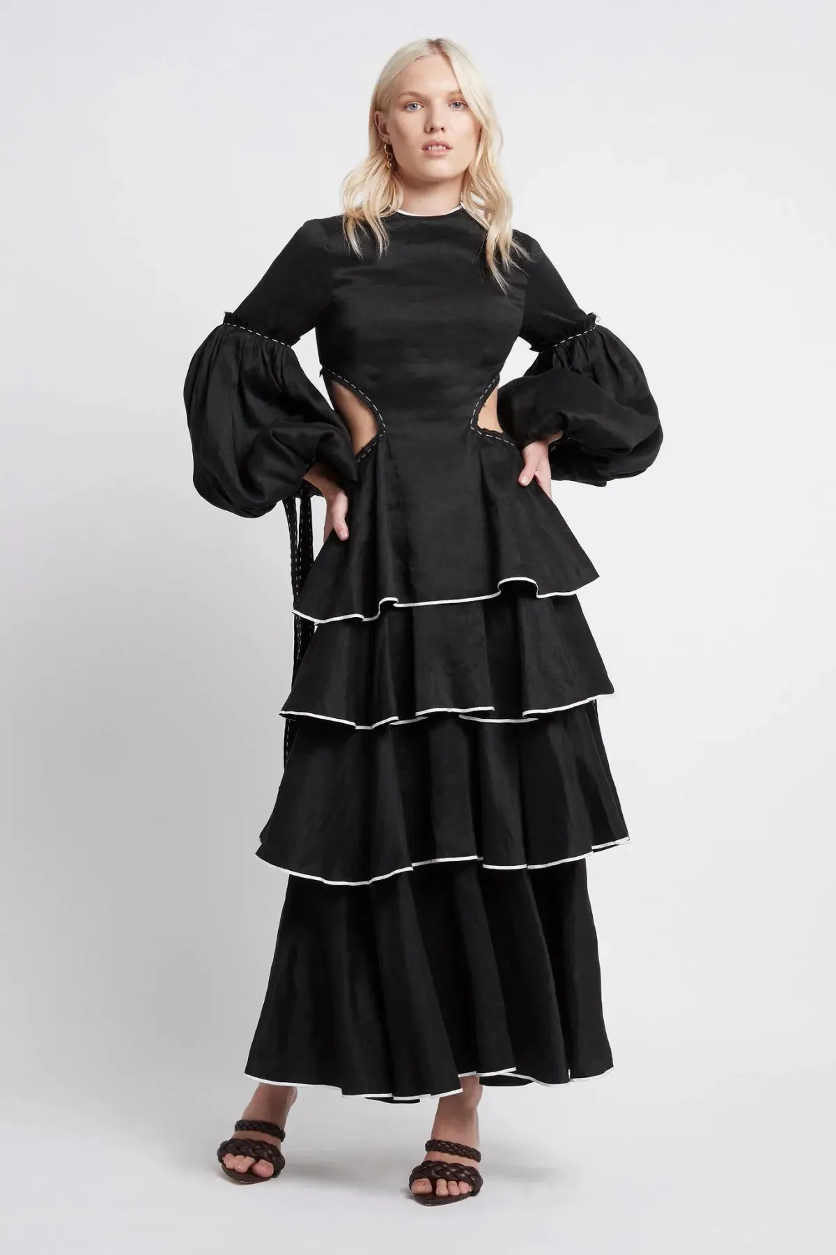 Aje Gracious Cutout Midi Dress Black - Image 1