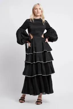 Aje Gracious Cutout Midi Dress Black for rent on The Volte - image 1
