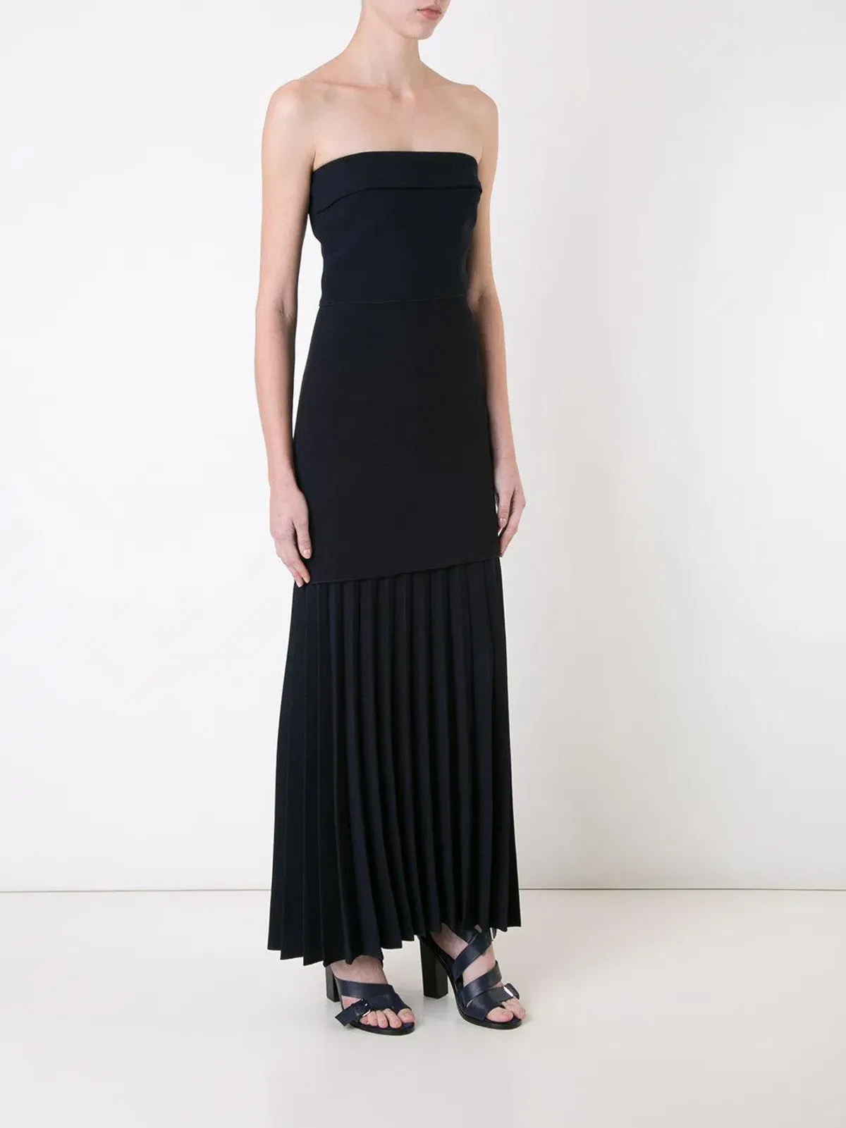 Dion Lee Linear Pleat Crepe Strapless Dress Black Size XS / AU 6 - Image 2