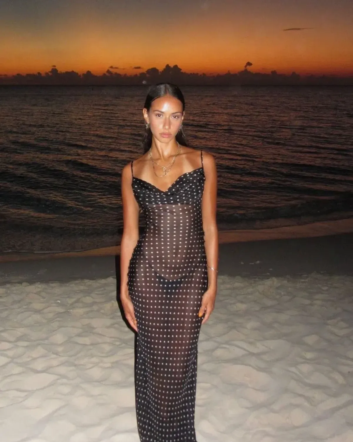 Rat & Boa Giselle Polka Dot Sheet Maxi Dress Black Size Xxs / Size 6 - Image 3