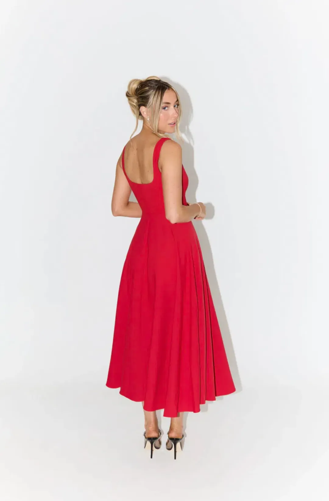 Odd Muse The Ultimate Muse High Waist Square Neck Midi Dress Red Size 10 for rent on The Volte - main image