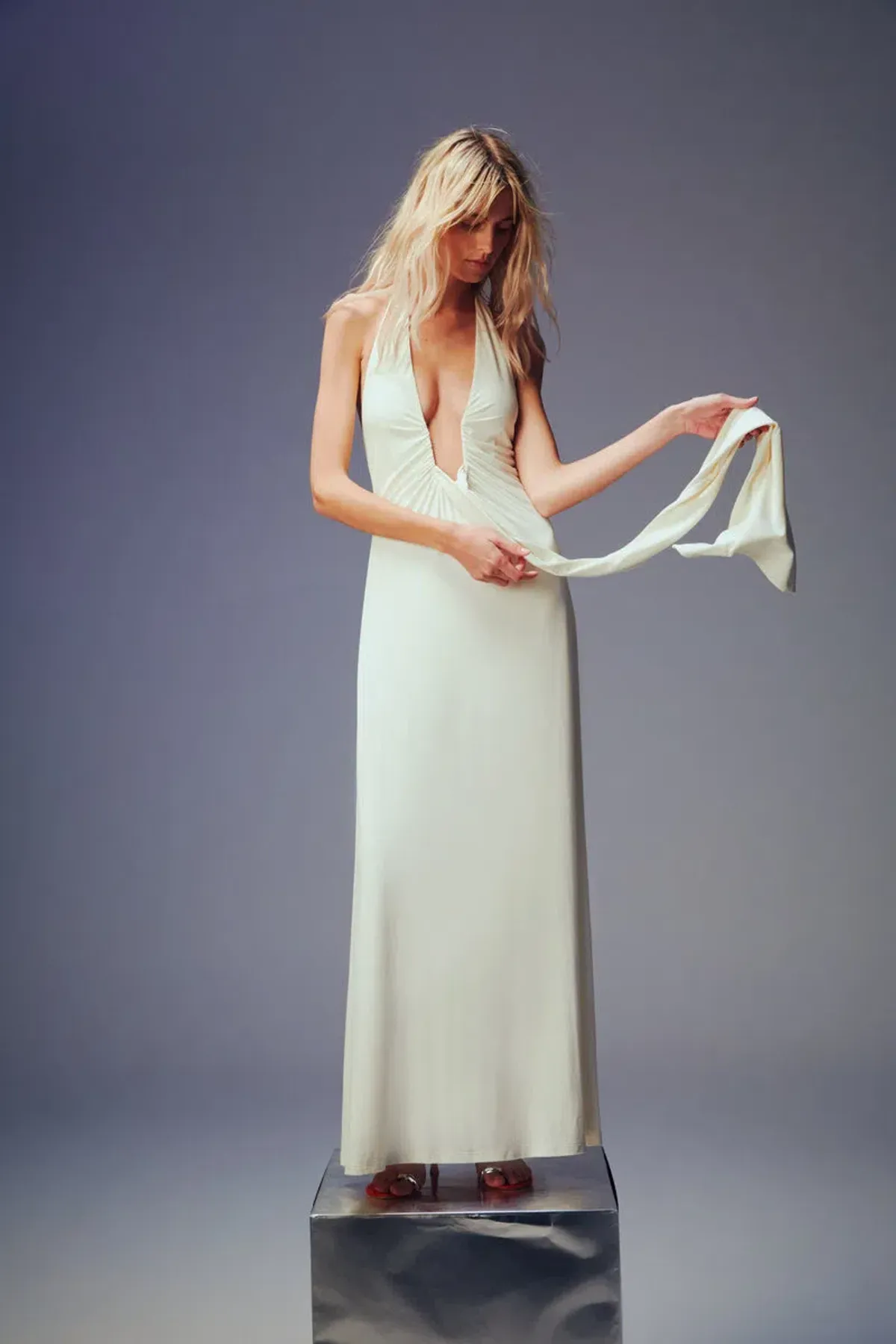 Misha Jennifer Cupro Maxi Dress White Size XS /AU 6 for rent on The Volte - main image