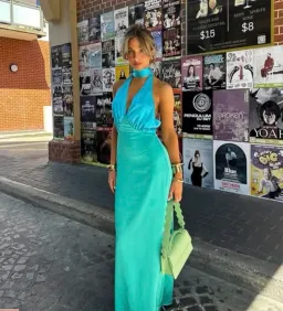 The Wolf Gang Oahu Slip Dress Aquamarine Size M / AU 10 for rent on The Volte - image 3