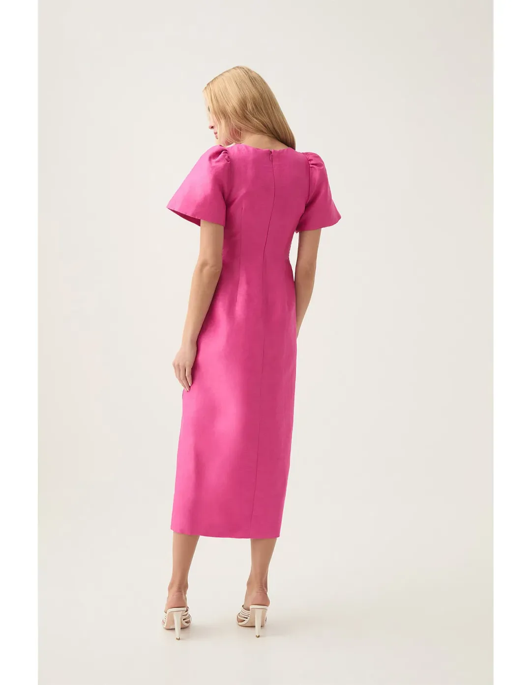 Aje Presence Twisted Midi Dress Fuchsia Rose Size 12 for rent on The Volte - main image