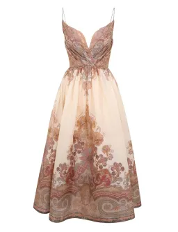 Zimmermann Illustration Draped Midi Dress Cream Paisley Size 8 for rent on The Volte - image 3