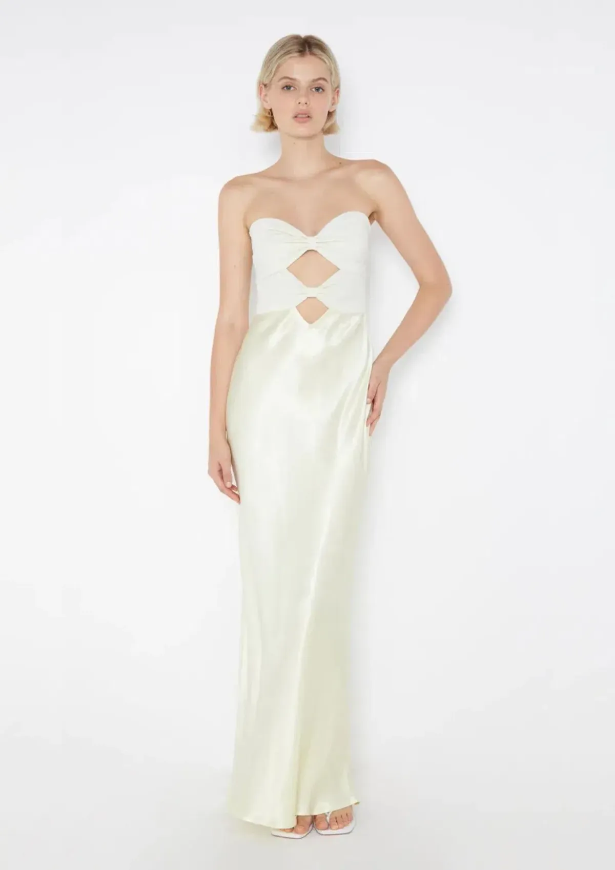 Bec & Bridge Halle Strapless Dress Ice Yellow Size 10 for rent on The Volte - main image