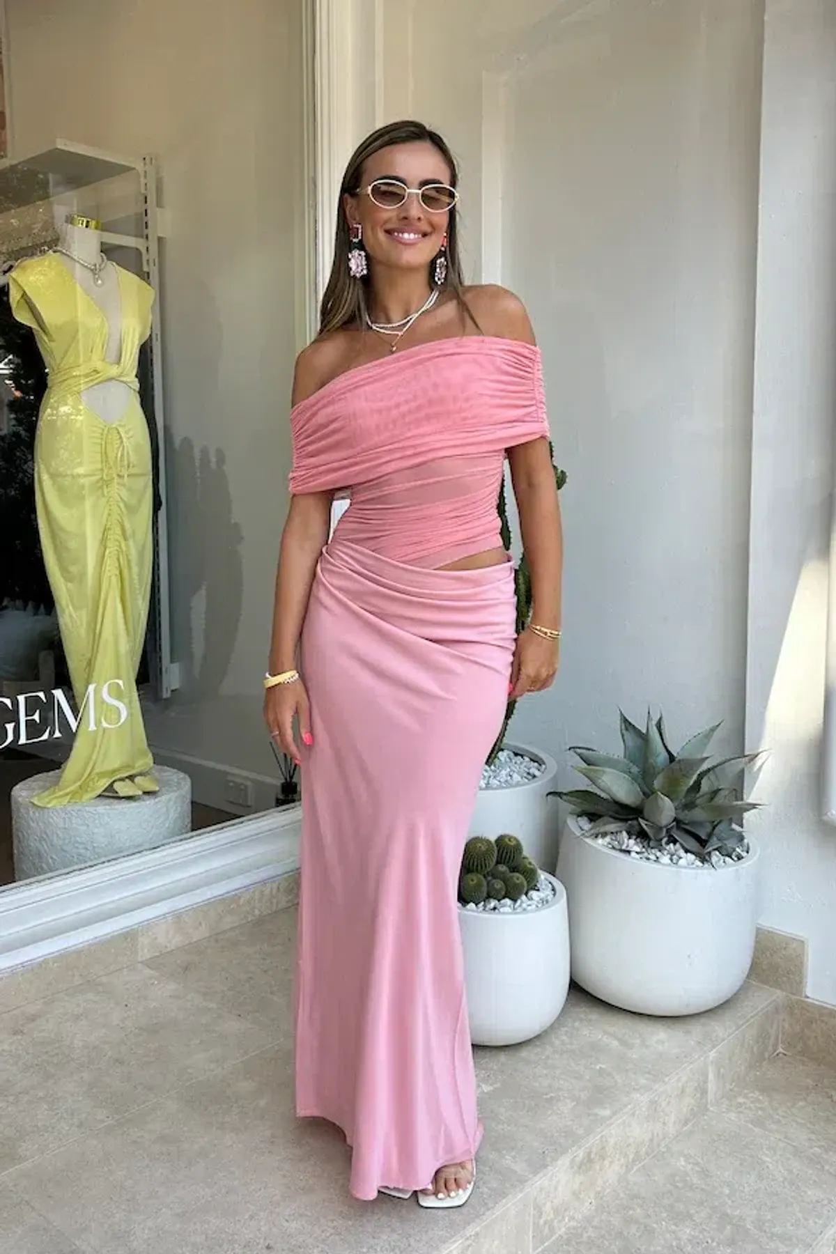 Benni Nico Off Shoulder Maxi Dress Candy Pink Size XS / AU 6 - Image 5