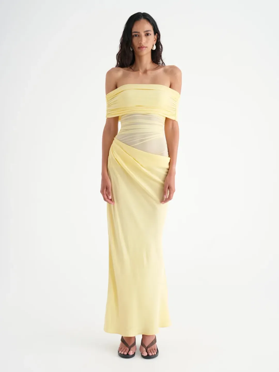 Benni Nico Off Shoulder Maxi Dress in Butter Size 8 for rent on The Volte - main image