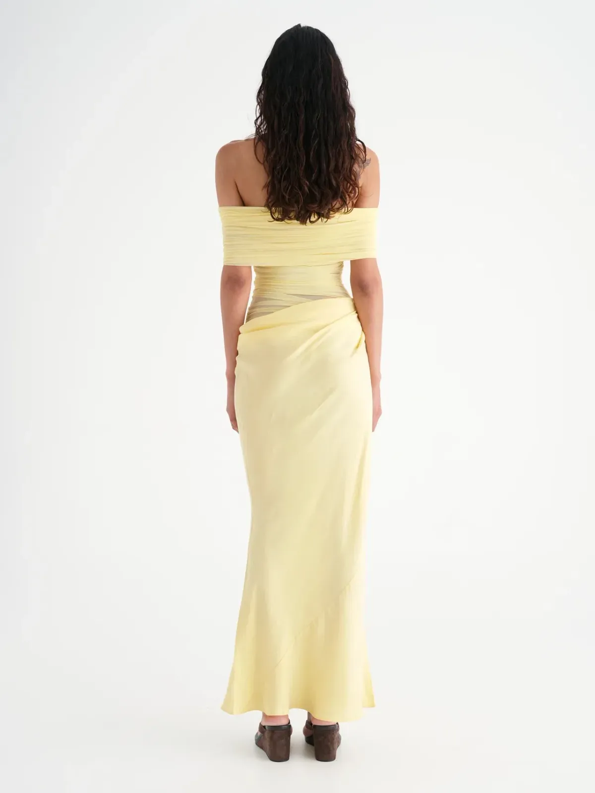 Benni Nico Off Shoulder Maxi Dress in Butter Size 8 - Image 3