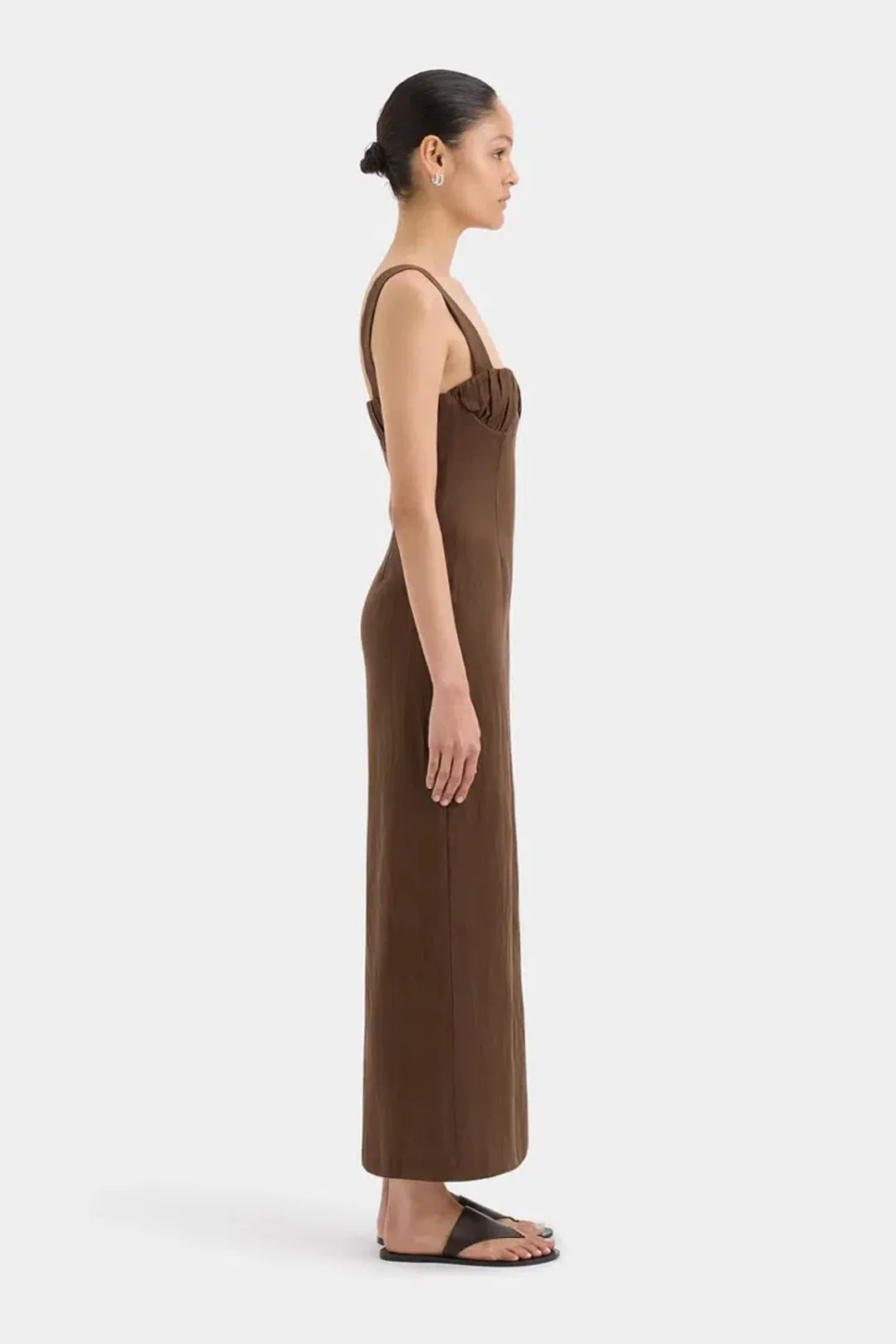 Sir the Label Bettina Midi Dress Chocolate Size 2 / AU 10 for rent on The Volte - main image