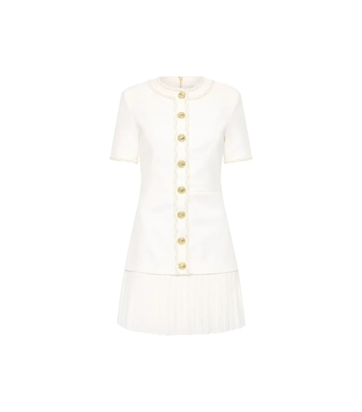 Rebecca Vallance The Clarisse Button Mini Dress White Size AU 10 - Image 4