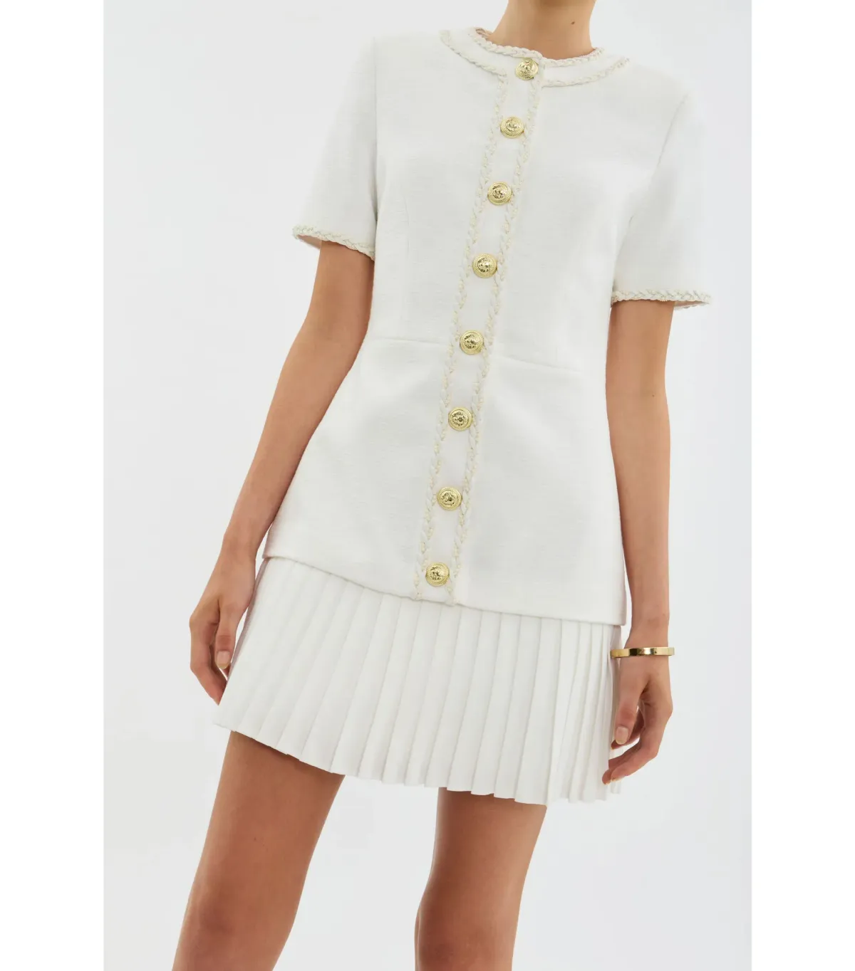 Rebecca Vallance The Clarisse Button Mini Dress White Size AU 10 - Image 2