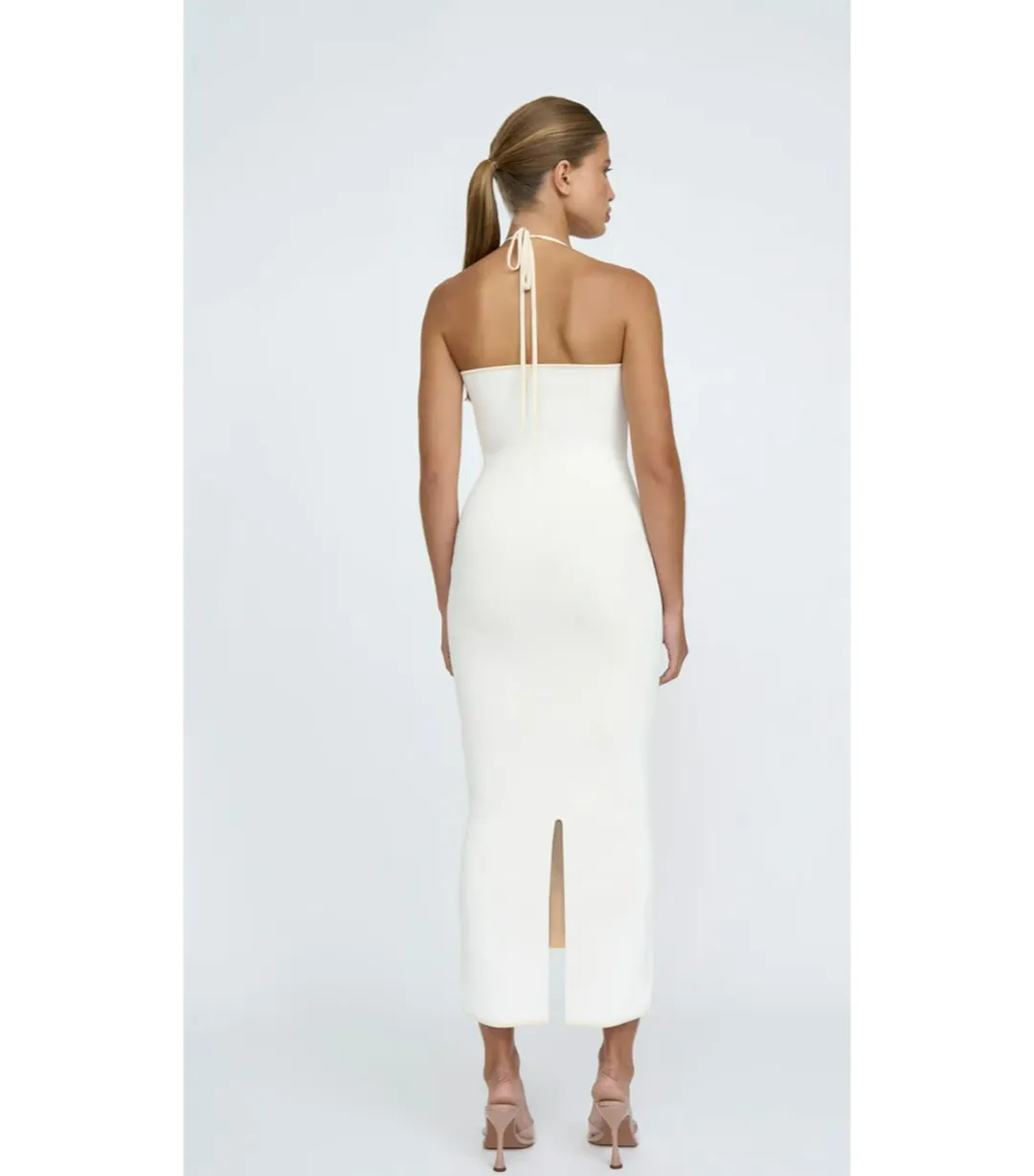 By Johnny Caprera Knit Midi Dress in Ivory Bone Size XS / AU 6 for rent on The Volte - main image
