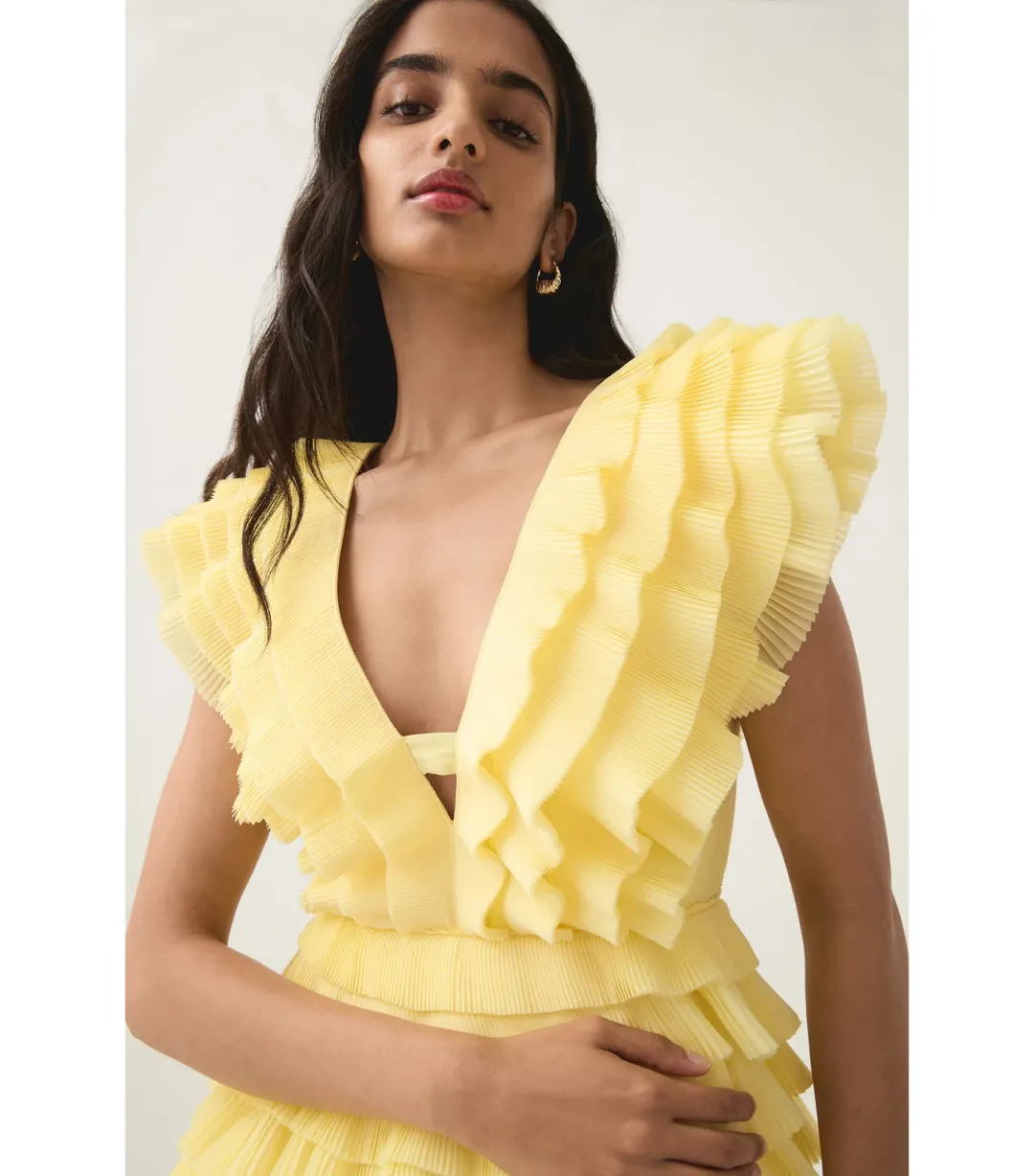 Aje Reflection Mini Dress Acacia Yellow Size AU 10 for rent on The Volte - main image