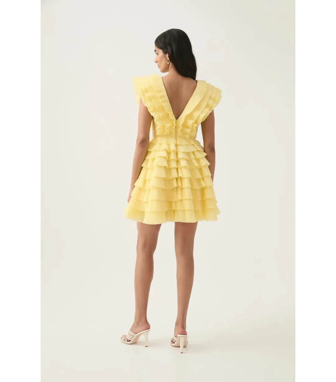 Aje Reflection Mini Dress Acacia Yellow Size AU 10 for rent on The Volte - main image
