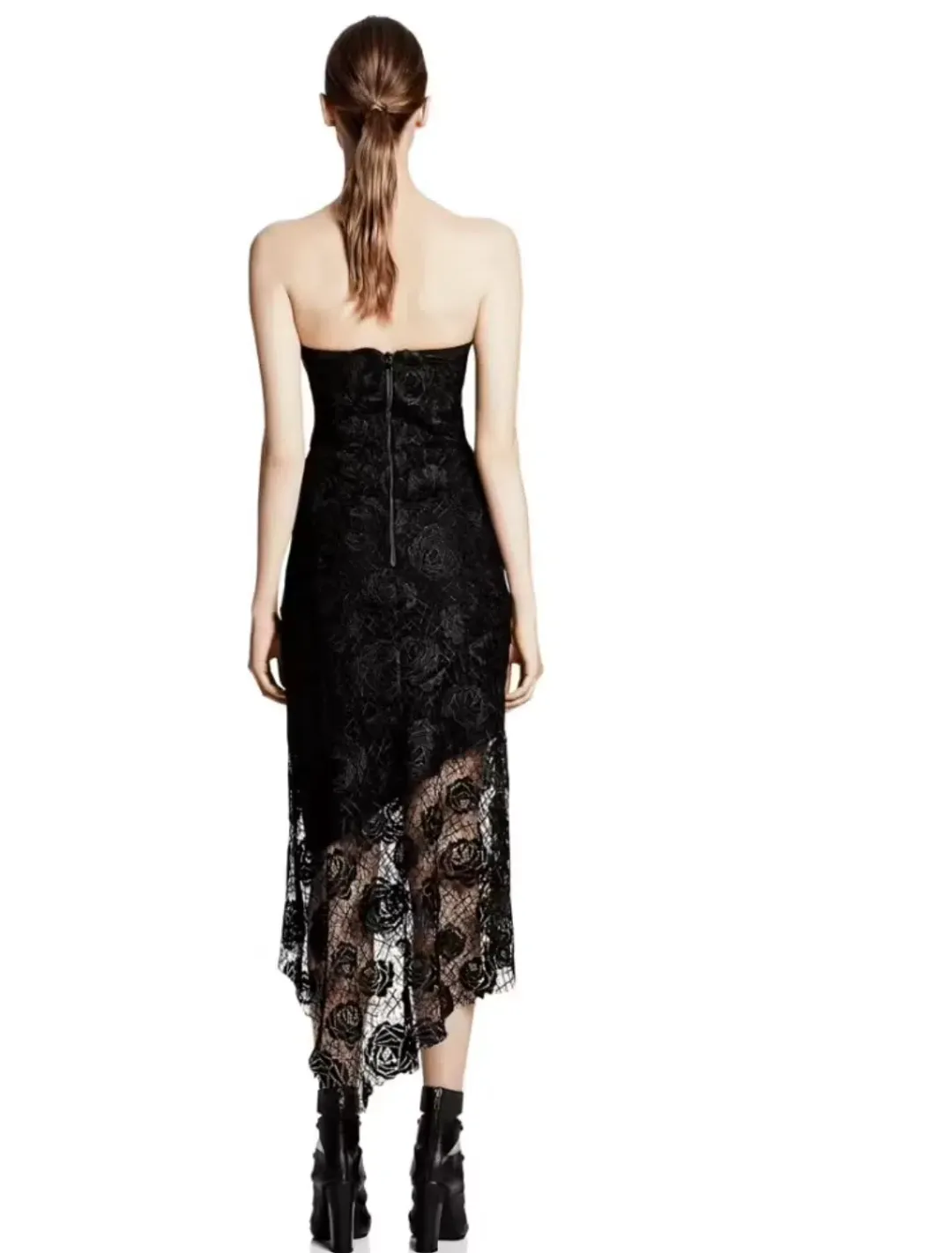 Manning Cartell Rambling Rose Strapless Midi Dress Black Size 8 NEW for rent on The Volte - main image