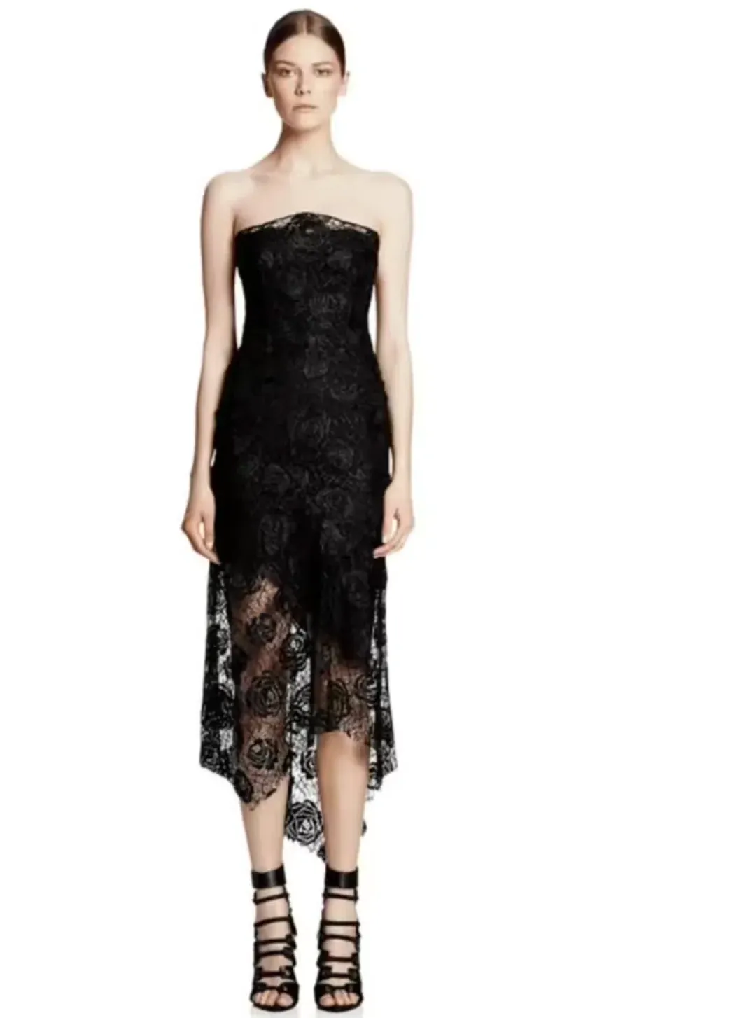 Manning Cartell Rambling Rose Strapless Midi Dress Black Size 8 NEW for rent on The Volte - main image