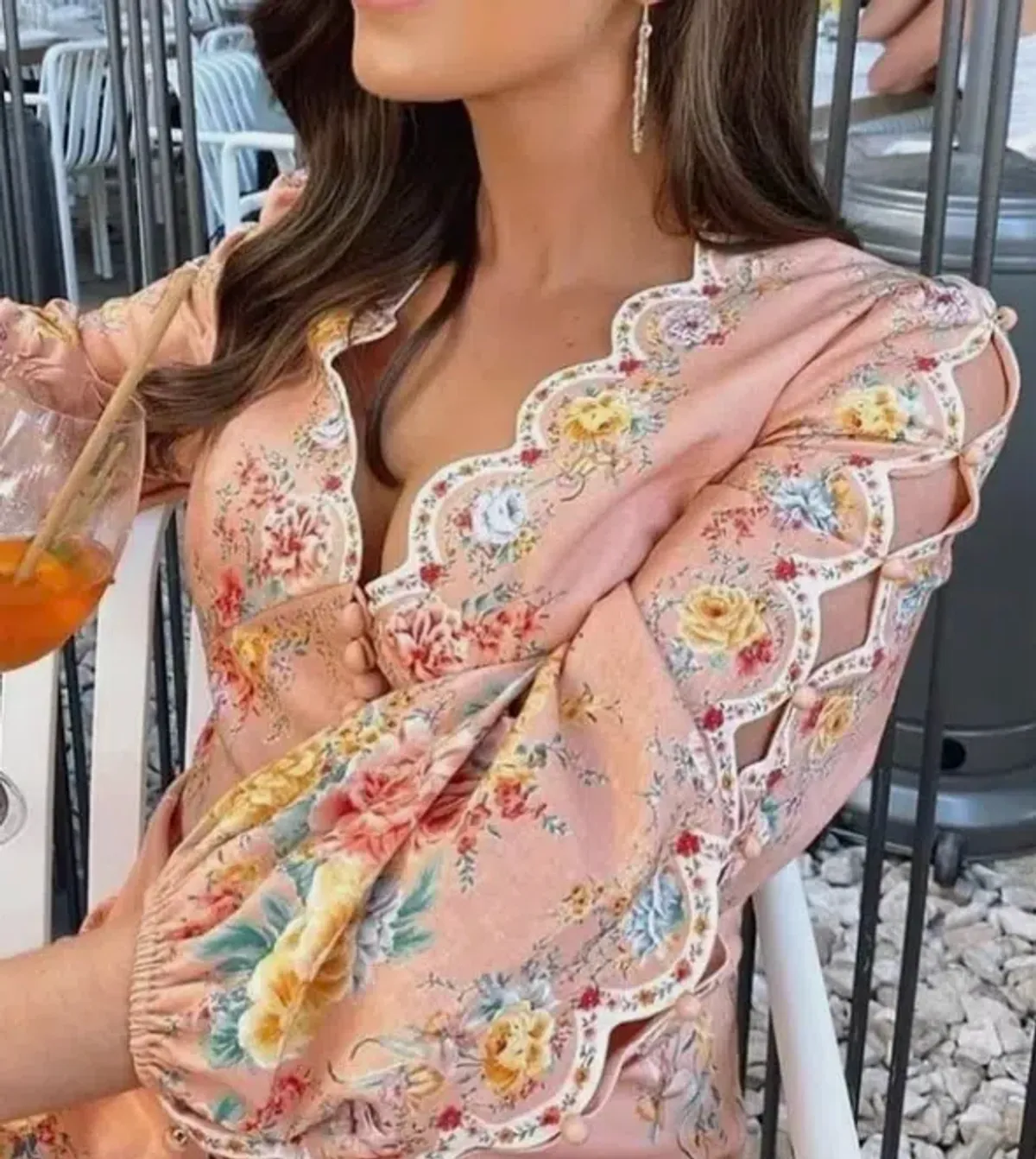 Zimmermann Zinnia Scallop Mini Dress Coral Floral Size 0/Au 8 - Image 3