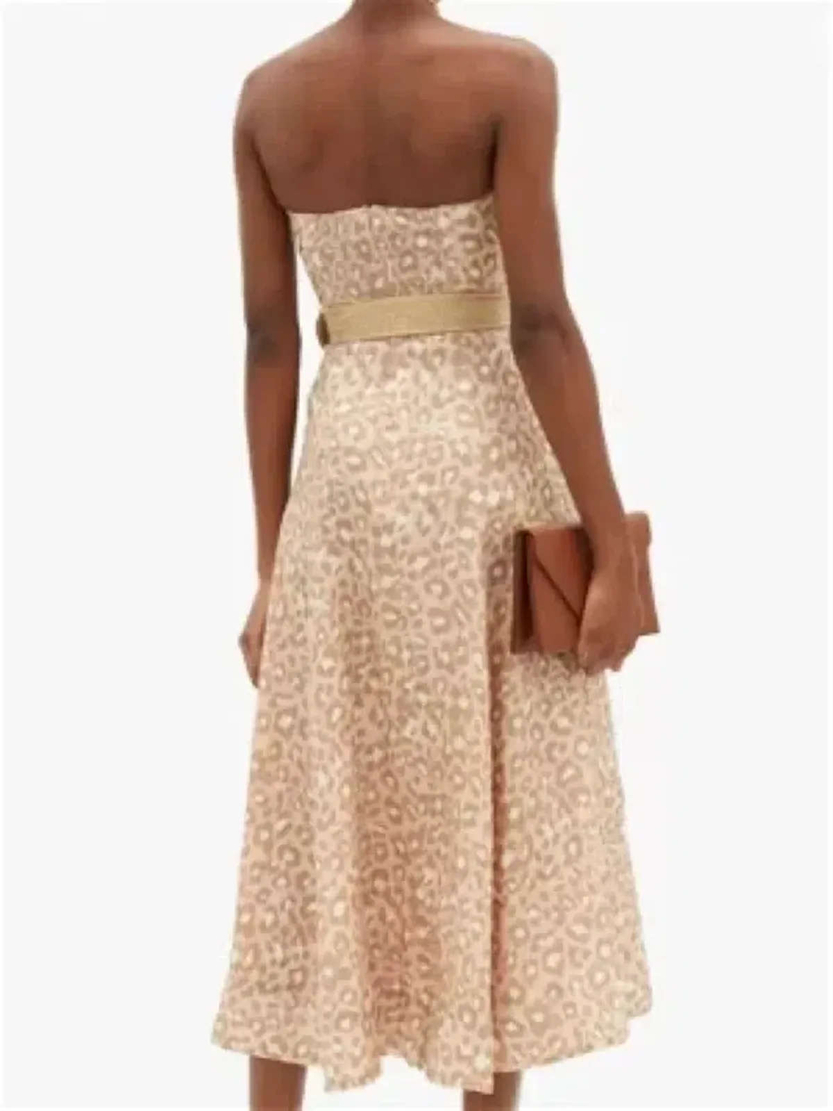 Zimmermann Carnaby Strapless Leopard Belted Linen Dress Size 0/Au 8 - Image 2