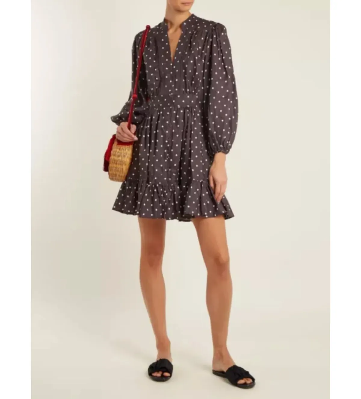 Zimmermann Prima Dot Dress Navy Size 0/Au 8 for rent on The Volte - main image
